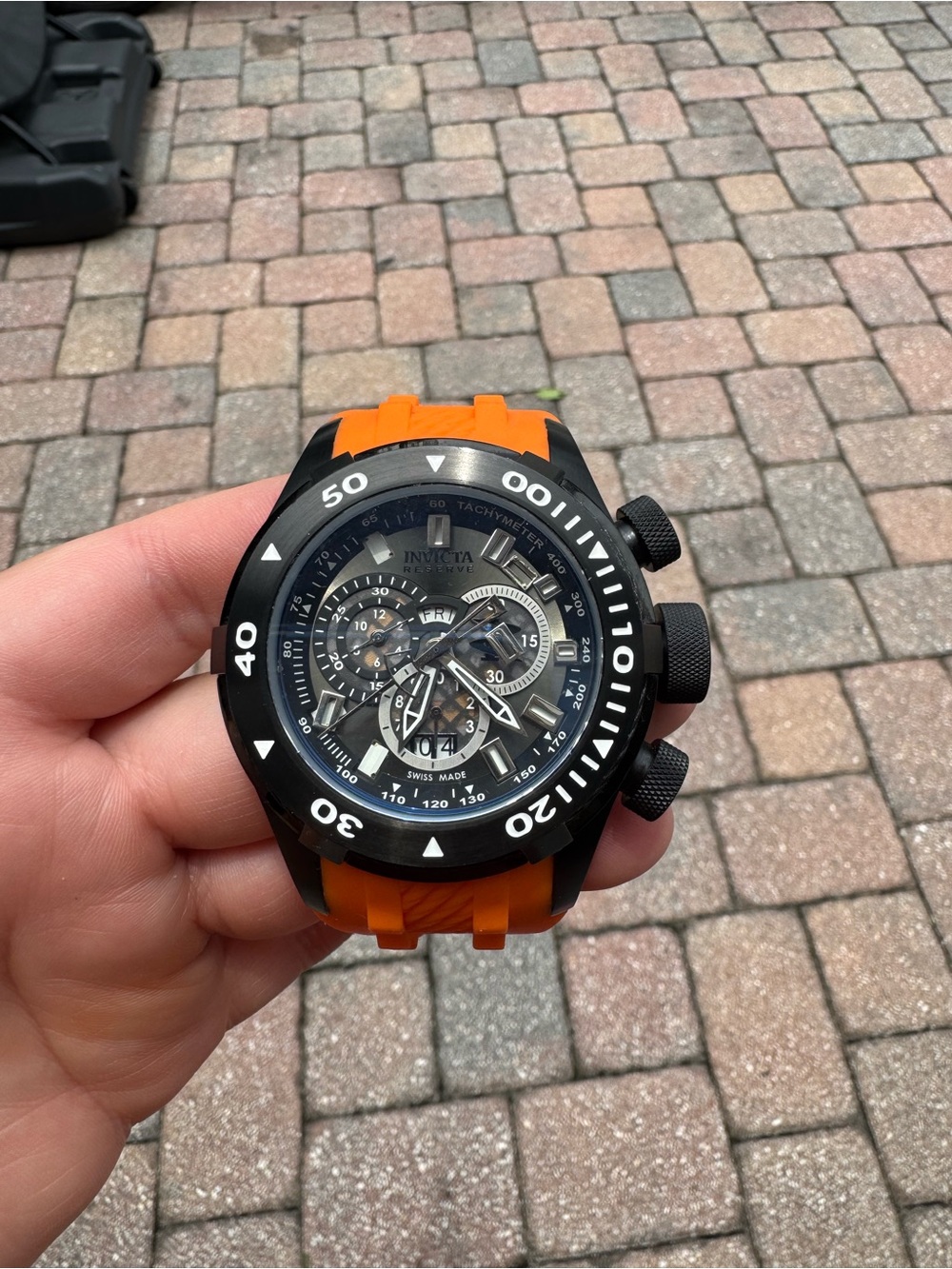 Invicta Bolt Stainless Case with Bright Orange Strap